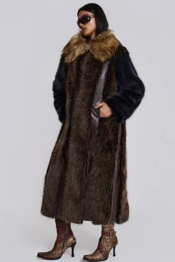 Agatha Brown Faux Fur Coat-Jaded London Sale