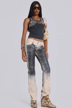 Airbrush Faux Leather Trousers-Jaded London Shop