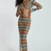 Allure Stripe Knitted Maxi Dress-Jaded London Discount