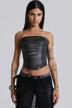 Ash Faux Leather Corset-Jaded London Cheap