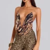Asteria Backless Top in Cow Print-Jaded London Clearance
