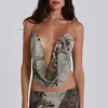 Asteria Backless Top in Grey-Jaded London Clearance