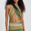 Avani Halterneck Wrap Over Mini Dress-Jaded London Shop