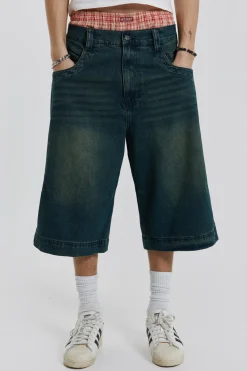 Axle Sandblast Denim Jorts-Jaded London Cheap
