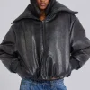 Black Alloy Vegan Leather Bomber Jacket-Jaded London Clearance
