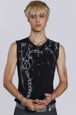 Black Astora Rib Vest-Jaded London Fashion