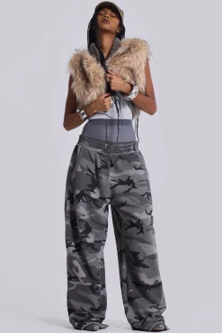 Black Baggy Camo Monster Joggers-Jaded London Store