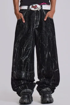 Black Flock Colossus Jeans-Jaded London Outlet