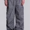 Black Oil Wash Parachute Pants-Jaded London Outlet