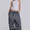 Black Oil Wash Parachute Pants-Jaded London Store