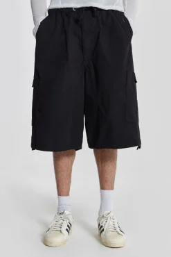 Black Parachute Cargo Shorts-Jaded London Hot