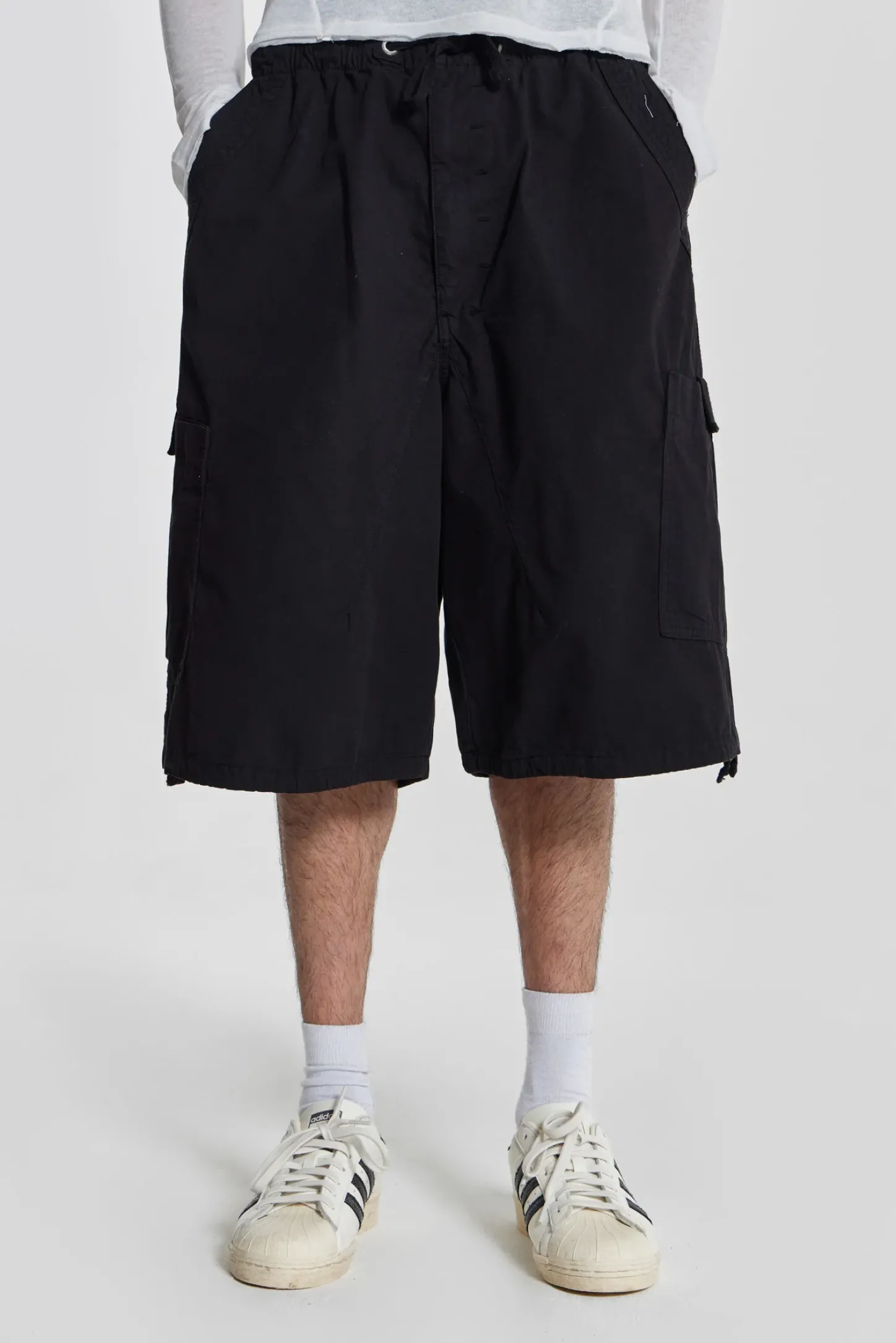 Black Parachute Cargo Shorts-Jaded London Hot