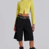 Black Pinstripe Goliath Shorts-Jaded London Sale