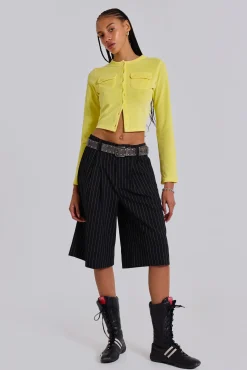 Black Pinstripe Goliath Shorts-Jaded London Sale