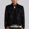 Black Real Leather Piston Jacket-Jaded London Hot