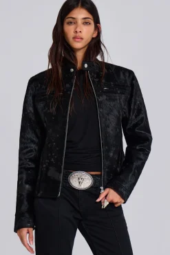 Black Real Leather Piston Jacket-Jaded London Store