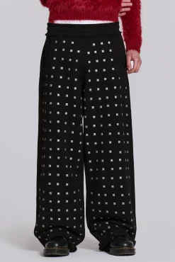 Black Stud Baggy Monster Joggers-Jaded London Store