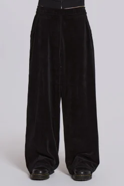 Black Velour Baggy Monster Jogger-Jaded London Clearance