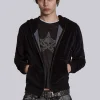 Black Velour Mini Monster Hoodie-Jaded London Outlet