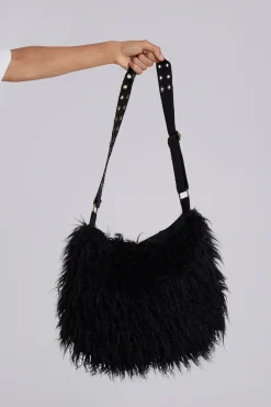 Blackout Faux Fur Sling Bag-Jaded London New