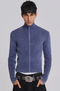 Blue Lucid Knit Track Top-Jaded London Cheap
