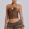 Brown Checked In Rhea Mesh Bloomer Shorts-Jaded London Clearance