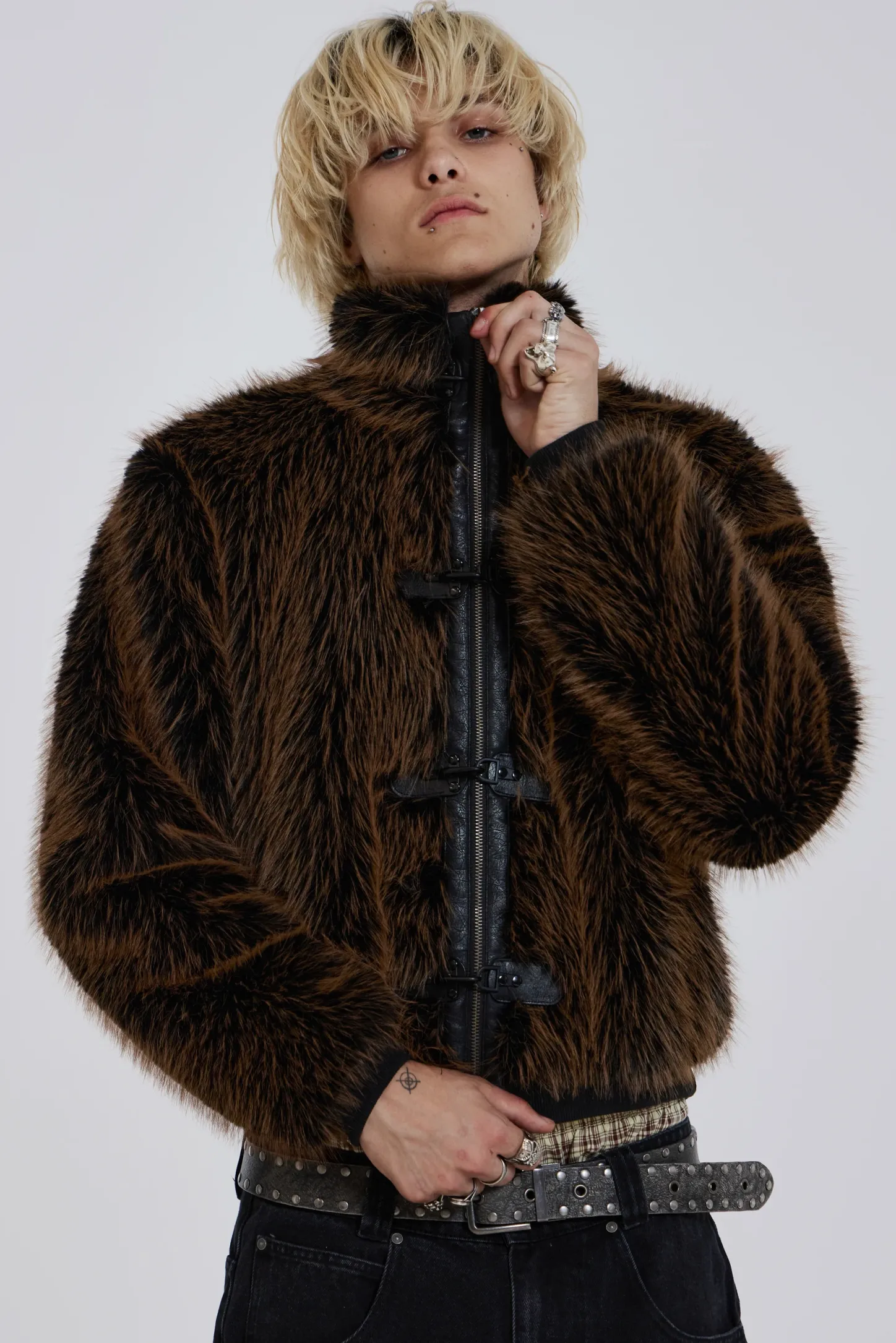 Brown Mendoza Faux Fur Jacket-Jaded London Cheap