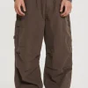 Brown Parachute Cargo Pants-Jaded London New