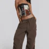 Brown Parachute Cargo Pants-Jaded London Clearance