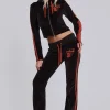 Brown Three Velour Low-rise Bootcut Trousers-Jaded London Sale