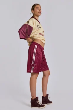 Burgundy Alyx Longline Football Shorts-Jaded London Hot