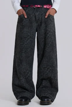 Charcoal Leopard Fade Colossus Jeans-Jaded London Sale