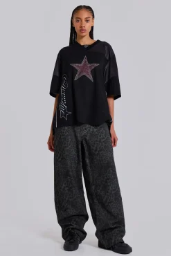 Charcoal Leopard Fade Colossus Jeans-Jaded London New