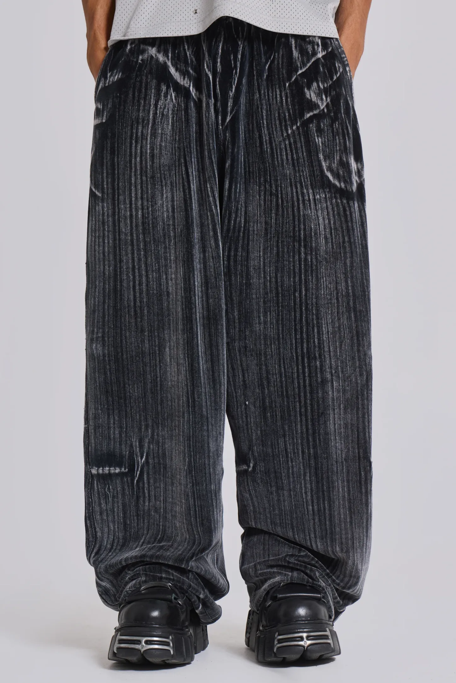 Crease Velour Baggy Monster Joggers-Jaded London Discount