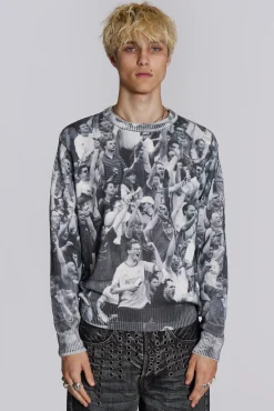 Crowd Print Jumper-Jaded London Best Sale