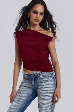 Dare To Drape Top In Red Wine-Jaded London Sale