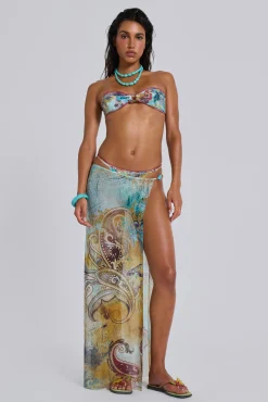 Daria Mesh Maxi Sarong Skirt With Beaded Trim-Jaded London Discount
