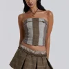 Demi Panelled Check Corset Top-Jaded London Online