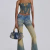 Demure Studded Flared Jeans-Jaded London New