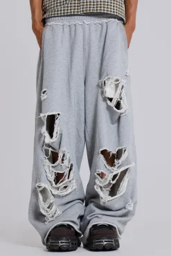 Distressed Grey Marl Baggy Monster Joggers-Jaded London Shop