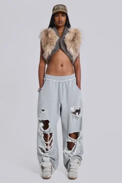 Distressed Grey Marl Baggy Monster Joggers-Jaded London Online