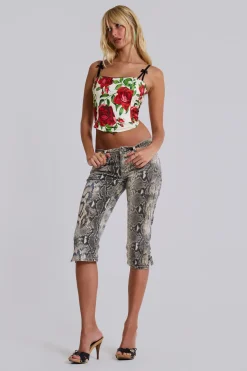 Dovimo Snakeskin Capri Jeans-Jaded London Cheap