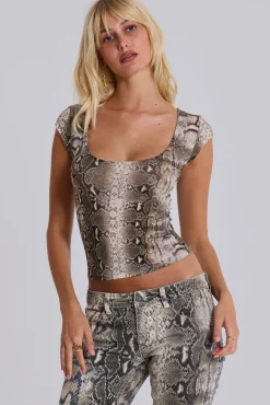 Dovimo Snakeskin Top-Jaded London Fashion