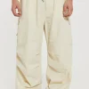 Ecru Parachute Cargo Pants-Jaded London Discount