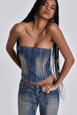 Elia Denim Corset Top-Jaded London Hot