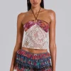 Eliana Devore Knit Bandeau Top in White-Jaded London Best Sale