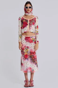 Giara Midi Mesh Skirt-Jaded London Store