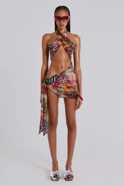 Gina Asymmetric Knotted Mini Dress-Jaded London Store