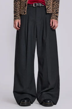 Goliath Charcoal Suit Pants-Jaded London Clearance