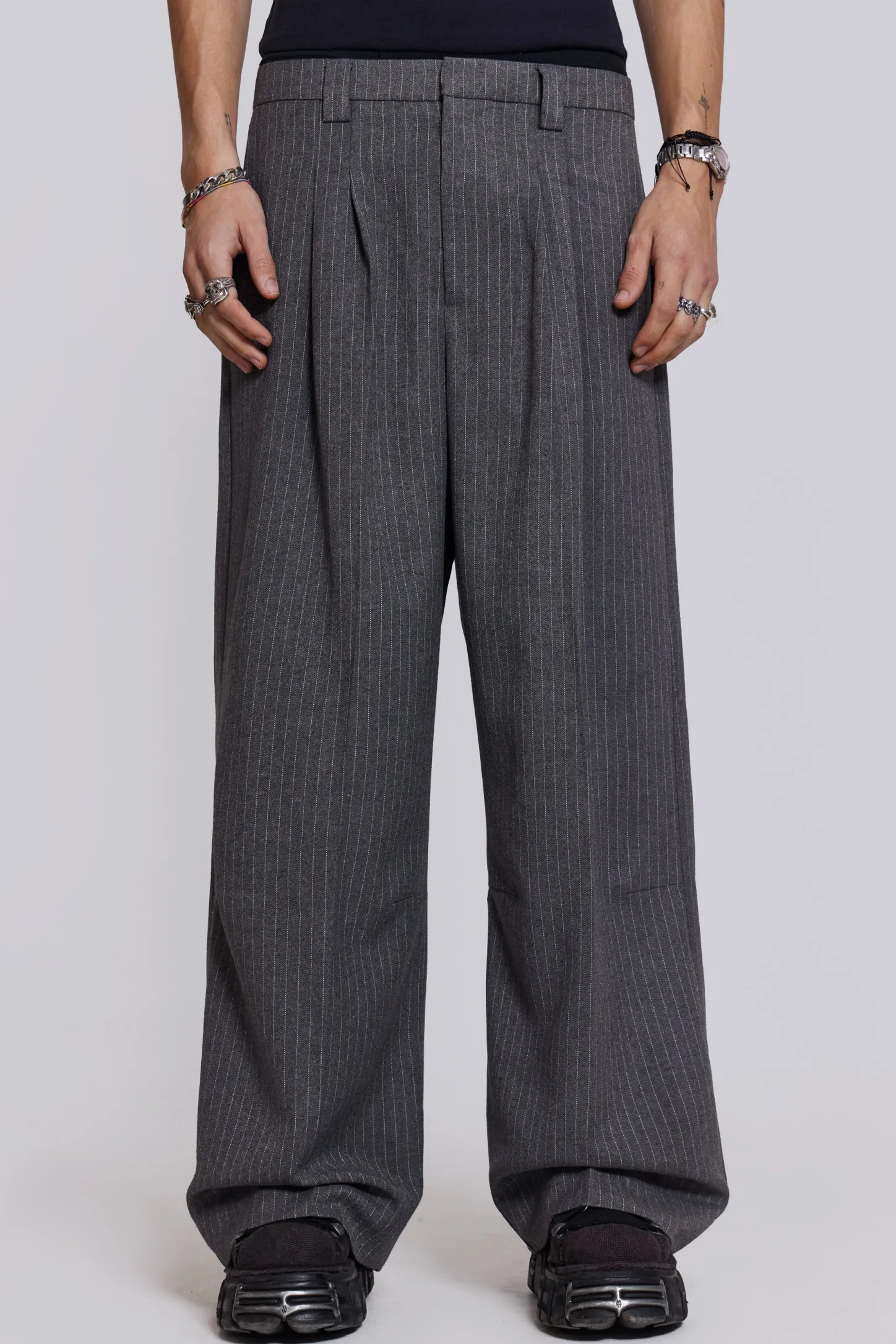 Goliath Light Grey Pinstripe Suit Pants-Jaded London Discount
